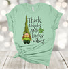 Saint Patrick's Day, Thick Thighs And Lucky Vibes, Green Gnome With Shamrocks, Premium Unisex Tee,  2x, 3x, 4x Plus Sizes Available