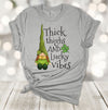 Saint Patrick's Day, Thick Thighs And Lucky Vibes, Green Gnome With Shamrocks, Premium Unisex Tee,  2x, 3x, 4x Plus Sizes Available