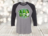 Saint Patrick's Day Raglan, Green Gnome Trio, Saint Patrick's Day Gnomes, Unisex Next Level Raglan Three Quarter Sleeve