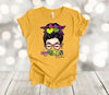 Mardi Gras Shirt, Mardi Gras Mama, Messy Bun, Mask, Beads, Premium Unisex Soft Shirt, 2x, 3x, 4x, Plus Size Available