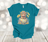 Easter Shirt, Furry Cow With Spring Flowers, Easter Egg Cow, Easter Sunflowers, Premium Unisex Tee, Plus Sizes Available, 2x, 3x, 4x Sizes