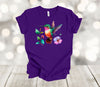 Spring Shirt, Hummingbird Shirt, Flowers, Ruby Throated Hummingbird, Premium Soft Unisex Tee, Plus Size 2x, 3x, 4x Available