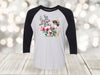 Spring Raglan, Watercolor Spring Flowers And Bee, Save The Bees, Unisex Next Level Raglan Three Quarter Sleeve