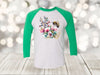 Spring Raglan, Watercolor Spring Flowers And Bee, Save The Bees, Unisex Next Level Raglan Three Quarter Sleeve