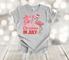 Summer Shirt, Just A Girl Who Loves Christmas In July, Pink Flamingo, Premium Unisex Soft Tee Shirt, Plus Size Available 2x, 3x 4x