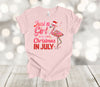 Summer Shirt, Just A Girl Who Loves Christmas In July, Pink Flamingo, Premium Unisex Soft Tee Shirt, Plus Size Available 2x, 3x 4x