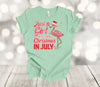 Summer Shirt, Just A Girl Who Loves Christmas In July, Pink Flamingo, Premium Unisex Soft Tee Shirt, Plus Size Available 2x, 3x 4x