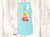 Summer Tank Top, Aloha Pineapple Flowers, Vacation Tank Top, Next Level Women's Ideal Racerback Tank