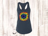 Summer Tank Top, Tie Dye Sunflower, Hippie Sunflower, Summer Sunflower, Next Level Women's Ideal Racerback Tank