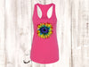 Summer Tank Top, Tie Dye Sunflower, Hippie Sunflower, Summer Sunflower, Next Level Women's Ideal Racerback Tank