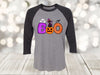 Halloween Raglan, Boo, Black Cat, Pumpkin, Ghost, Bat, Fall Raglan, Next Level Raglan Three Quarter Sleeve, Choice Of Colors