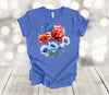 Independence Day Shirt, Red And Blue Flowers, American Flag, Red White And Blue,  Premium Soft Unisex Shirt, Plus Sizes Available