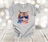 Independence Day Shirt, Patriotic Cat, Cat With Sunglasses, Red White And Blue,  Premium Soft Unisex Shirt, Plus Sizes Available