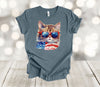 Independence Day Shirt, Patriotic Cat, Cat With Sunglasses, Red White And Blue,  Premium Soft Unisex Shirt, Plus Sizes Available