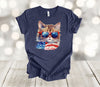 Independence Day Shirt, Patriotic Cat, Cat With Sunglasses, Red White And Blue,  Premium Soft Unisex Shirt, Plus Sizes Available