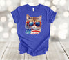 Independence Day Shirt, Patriotic Cat, Cat With Sunglasses, Red White And Blue,  Premium Soft Unisex Shirt, Plus Sizes Available