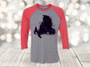 Halloween Raglan, Black Cat Silhouette, Spooky Cat Shirt, Fall Raglan, Next Level Raglan Three Quarter Sleeve, Choice Of Colors