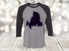 Halloween Raglan, Black Cat Silhouette, Spooky Cat Shirt, Fall Raglan, Next Level Raglan Three Quarter Sleeve, Choice Of Colors