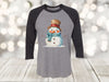 Winter Raglan, Cute Snowman, Snowman With Hat And Scarf, Christmas Raglan, Next Level Raglan Three Quarter Sleeve, Choice Of Colors