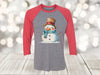 Winter Raglan, Cute Snowman, Snowman With Hat And Scarf, Christmas Raglan, Next Level Raglan Three Quarter Sleeve, Choice Of Colors