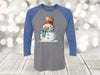 Winter Raglan, Cute Snowman, Snowman With Hat And Scarf, Christmas Raglan, Next Level Raglan Three Quarter Sleeve, Choice Of Colors