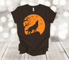 Halloween Shirt, Harvest Moon Wolf Silhouette, Halloween Wolf, Premium Soft Tee Shirt, Plus Sizes Available 2x, 3x, 4x,