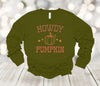 Fall Long Sleeve, Howdy Pumpkin, Pumpkin Season, Autumn Season, Bella Canvas Long Sleeve Unisex, 2x, 3x, Plus Size Available