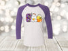 Halloween Raglan, Boo, Cute Ghost And Candy Corn, Trick Or Treat Shirt, Unisex Next Level Raglan Three Quarter Sleeve