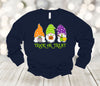 Halloween  Long Sleeve, Trick Or Treat, Halloween Gnome Trio, 2x, 3x, Plus Size Available, Bella Canvas Long Sleeve Unisex