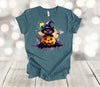 Halloween Shirt, Black Cat And Pumpkin, Witch Cat, Witch Shirt, Halloween Cat, Fall Shirt, Premium Soft Unisex Tee, Plus Sizes Available