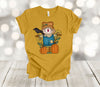 Fall Shirt, Scarecrow, Sunflowers, Black Bird, Pumpkins, Cute Scarecrow, Premium Soft Unisex, Plus Size 2x, 3x, 4x Plus Sizes Available