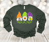 Halloween  Long Sleeve, Trick Or Treat, Halloween Gnome Trio, 2x, 3x, Plus Size Available, Bella Canvas Long Sleeve Unisex