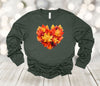 Fall Long Sleeve, Fall Leaves Heart, Maple Leaves, Autumn Leaf, Halloween Shirt, Bella Canvas Long Sleeve Unisex, Plus Size Available