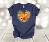 Fall Shirt, Autumn Pumpkin And Flowers Heart, Fall Leaves, Halloween Shirt, Premium Soft Unisex Shirt, 2x, 3x, 4x, Plus Sizes Available