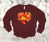 Fall Long Sleeve, Fall Leaves Heart, Maple Leaves, Autumn Leaf, Halloween Shirt, Bella Canvas Long Sleeve Unisex, Plus Size Available