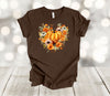 Fall Shirt, Autumn Pumpkin And Flowers Heart, Fall Leaves, Halloween Shirt, Premium Soft Unisex Shirt, 2x, 3x, 4x, Plus Sizes Available