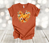 Fall Shirt, Autumn Pumpkin And Flowers Heart, Fall Leaves, Halloween Shirt, Premium Soft Unisex Shirt, 2x, 3x, 4x, Plus Sizes Available