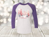 Christmas Raglan, Pink Winter Scene, Pastel Trees, Christmas Scene, Next Level Raglan Three Quarter Sleeve, Plus Sizes Available