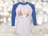 Christmas Raglan, Pink Winter Scene, Pastel Trees, Christmas Scene, Next Level Raglan Three Quarter Sleeve, Plus Sizes Available