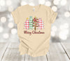 Christmas Shirt, Plaid Christmas Trees, Merry Christmas, Pink And Green Plaid Trees, Premium Soft Unisex Shirt, 2x, 3x, 4x