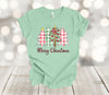 Christmas Shirt, Plaid Christmas Trees, Merry Christmas, Pink And Green Plaid Trees, Premium Soft Unisex Shirt, 2x, 3x, 4x