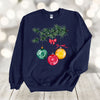 Christmas Sweatshirt, Vintage Christmas Ornaments on Branch, Christmas Tree, Gildan Sweatshirt, Up to 5x Sizes, Plus Sizes Available