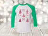 Christmas Raglan, Pink Santa And Pink Christmas Trees, Holiday Raglan, Next Level Raglan Three Quarter Sleeve, Choice Of Colors