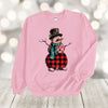 Christmas Sweatshirt, Plaid Snowman, Snowman Sweatshirt, Gildan Sweatshirt, Up to 5x Sizes, Plus Sizes Available