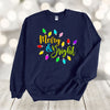Christmas Sweatshirt, Merry And Bright, Christmas Lights, Holiday Sweatshirt, Gildan Sweatshirt, Up to 5x Sizes, Plus Sizes Available