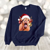 Christmas Sweatshirt, Cow With Tongue Out And Santa Hat, Gildan Sweatshirt, Up to 5x Sizes, Plus Sizes Available