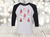 Christmas Raglan, Pink Santa And Pink Christmas Trees, Holiday Raglan, Next Level Raglan Three Quarter Sleeve, Choice Of Colors