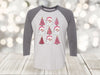 Christmas Raglan, Pink Santa And Pink Christmas Trees, Holiday Raglan, Next Level Raglan Three Quarter Sleeve, Choice Of Colors