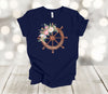 Boating Shirt, Flowers And Boat Steering Wheel, Helm, Nautical, Premium Soft Shirt, Plus Sizes 2x, 3x, 4x Available