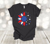 Independence Day Tee, Patriotic Sunflower, Red White And Blue, July 4th, Premium Soft Unisex Tee, Plus Sizes Available